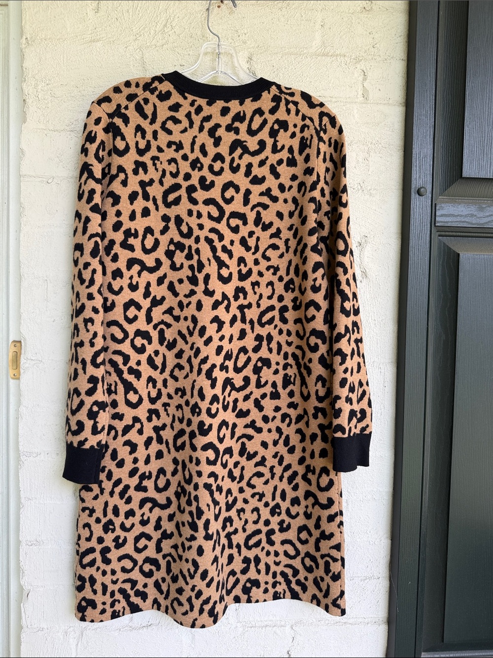 J. Crew Camel/Black Leopard Print Sweater Dress Size Medium - Picture 12 of 12